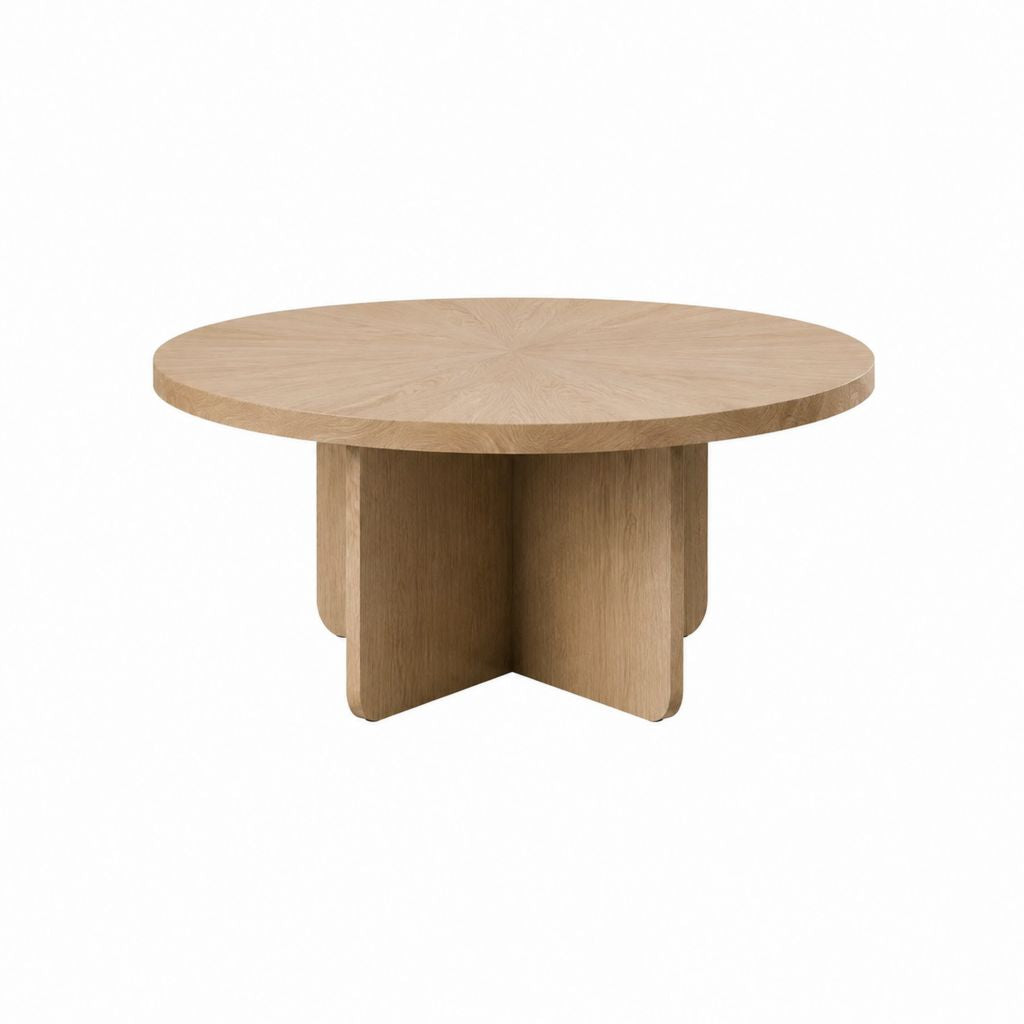 Table basse ronde chêne clair en MDF plaqué chêne Ø100 x H35 cm