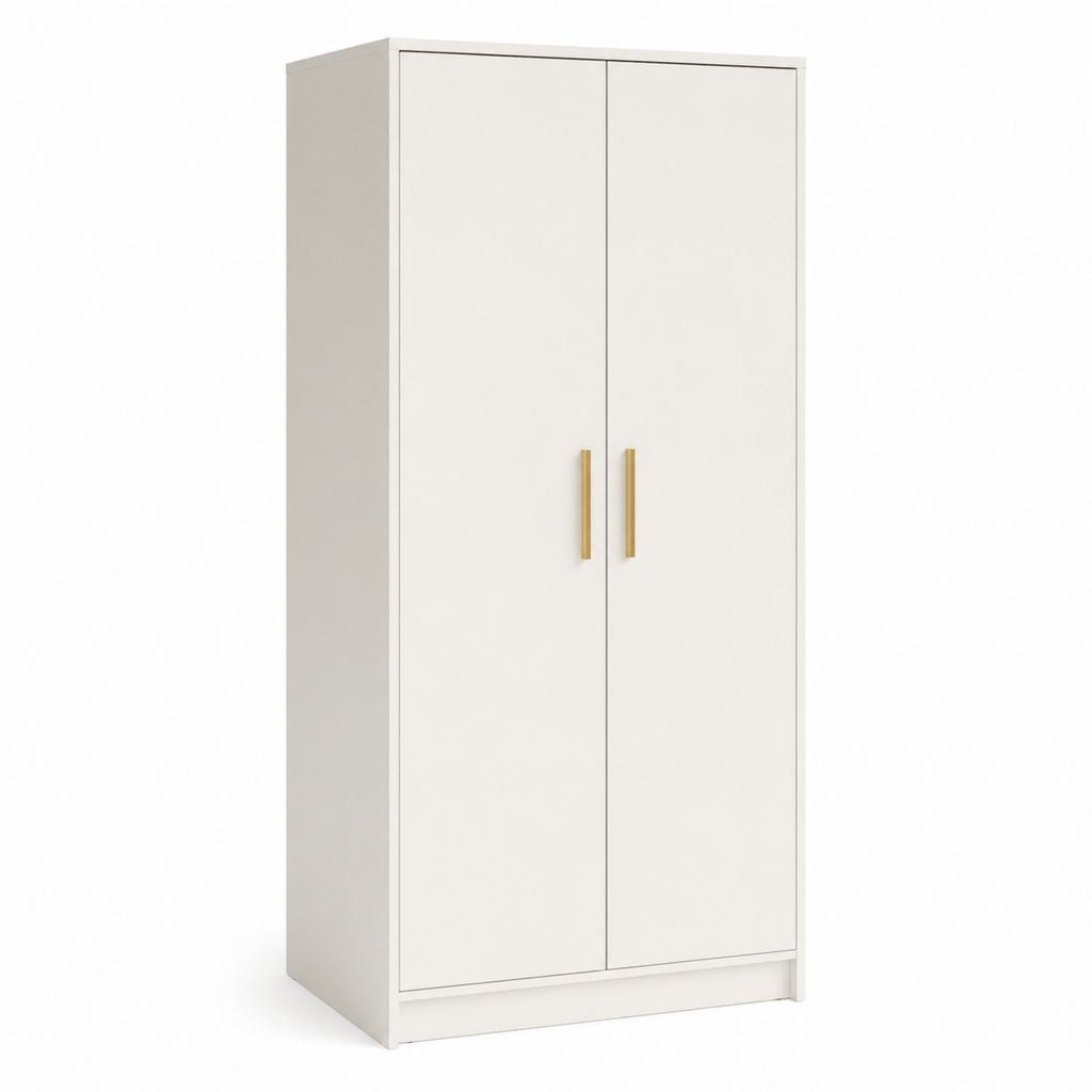 Armoire de chambre 2 portes blanche en panneaux de particules mélaminés rectangulaire 180 x 80 x 50 cm
