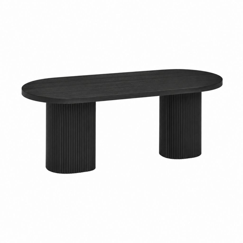 Table basse ovale noire en MDF finition chêne 140 x 60 x 45 cm