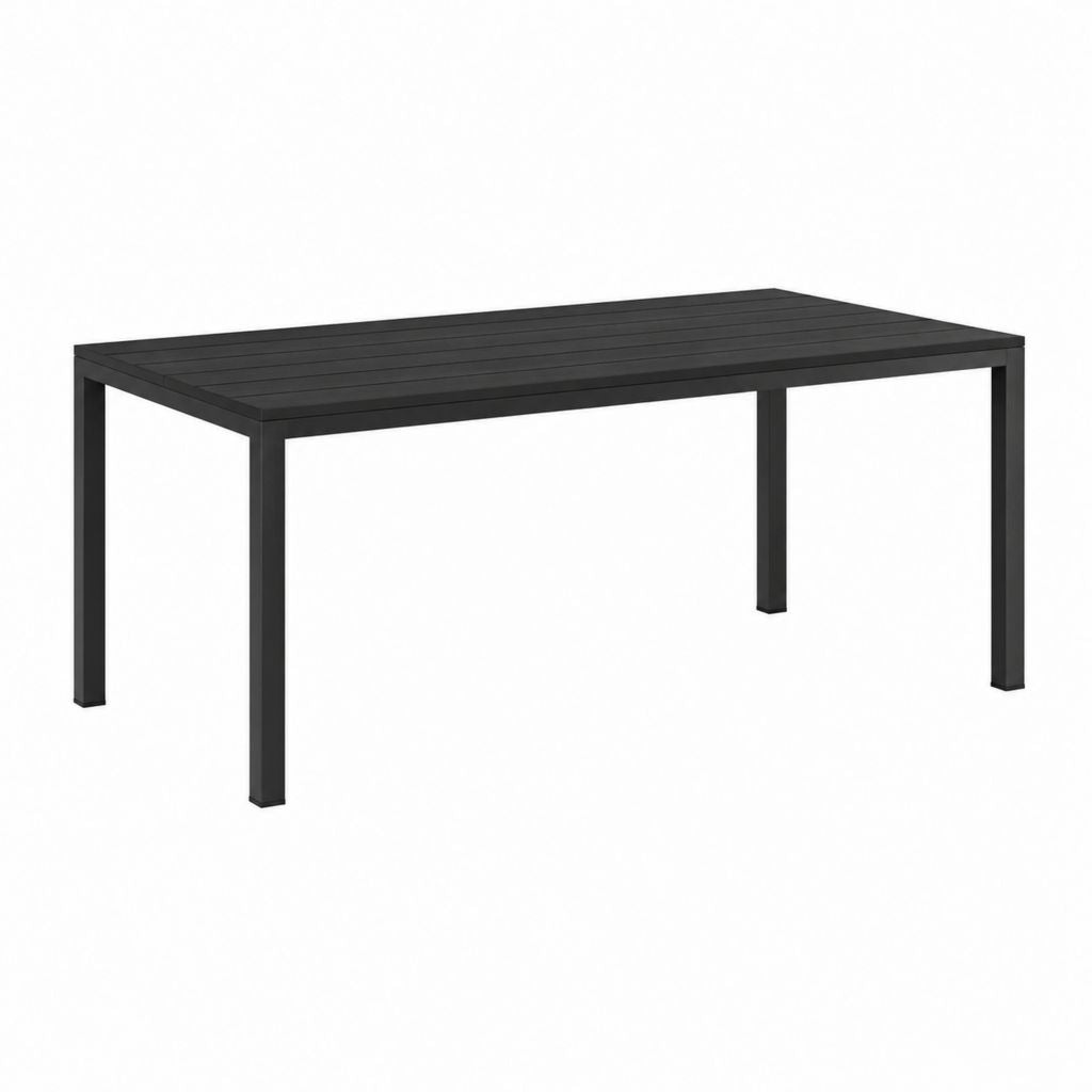 Table de jardin rectangulaire noire en aluminium 150 x 90 x 74 cm