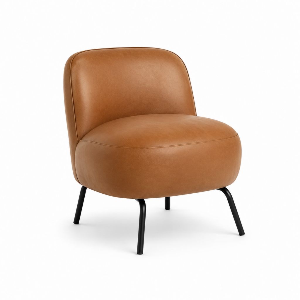 Fauteuil de salon marron en cuir synthétique PU avec pieds en acier 72 x 75 x 78 cm