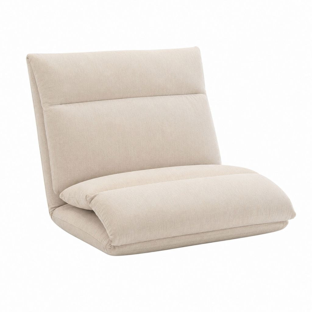 Fauteuil de sol inclinable beige en polyester avec rembourrage en mousse 55 x 70 x 60 cm